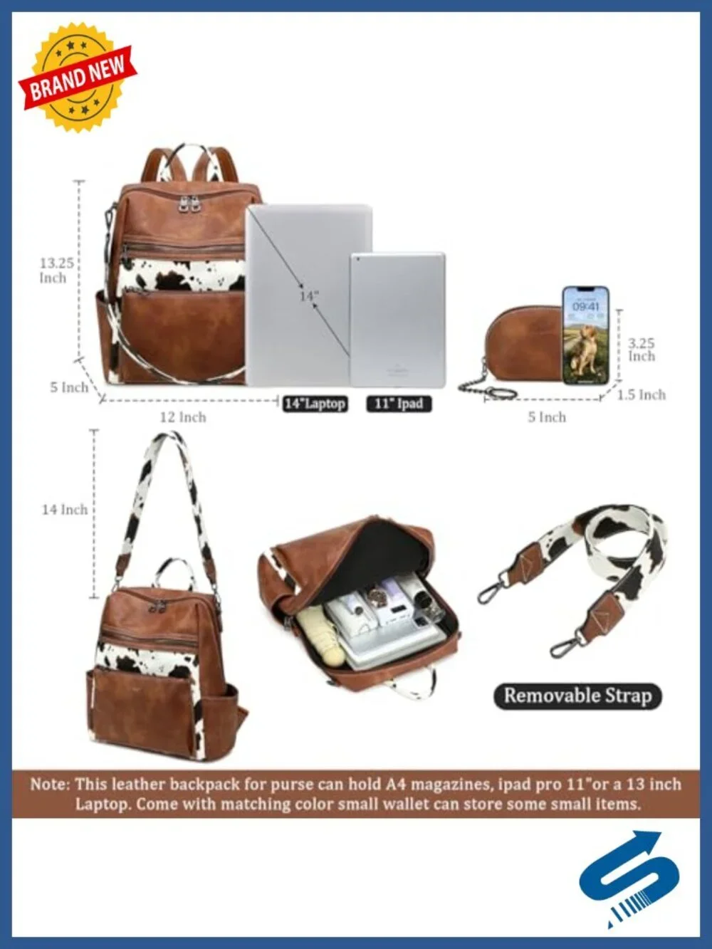 Faux Leather Fashion Backpack Purse for Women Travel Work Daypack Convertible